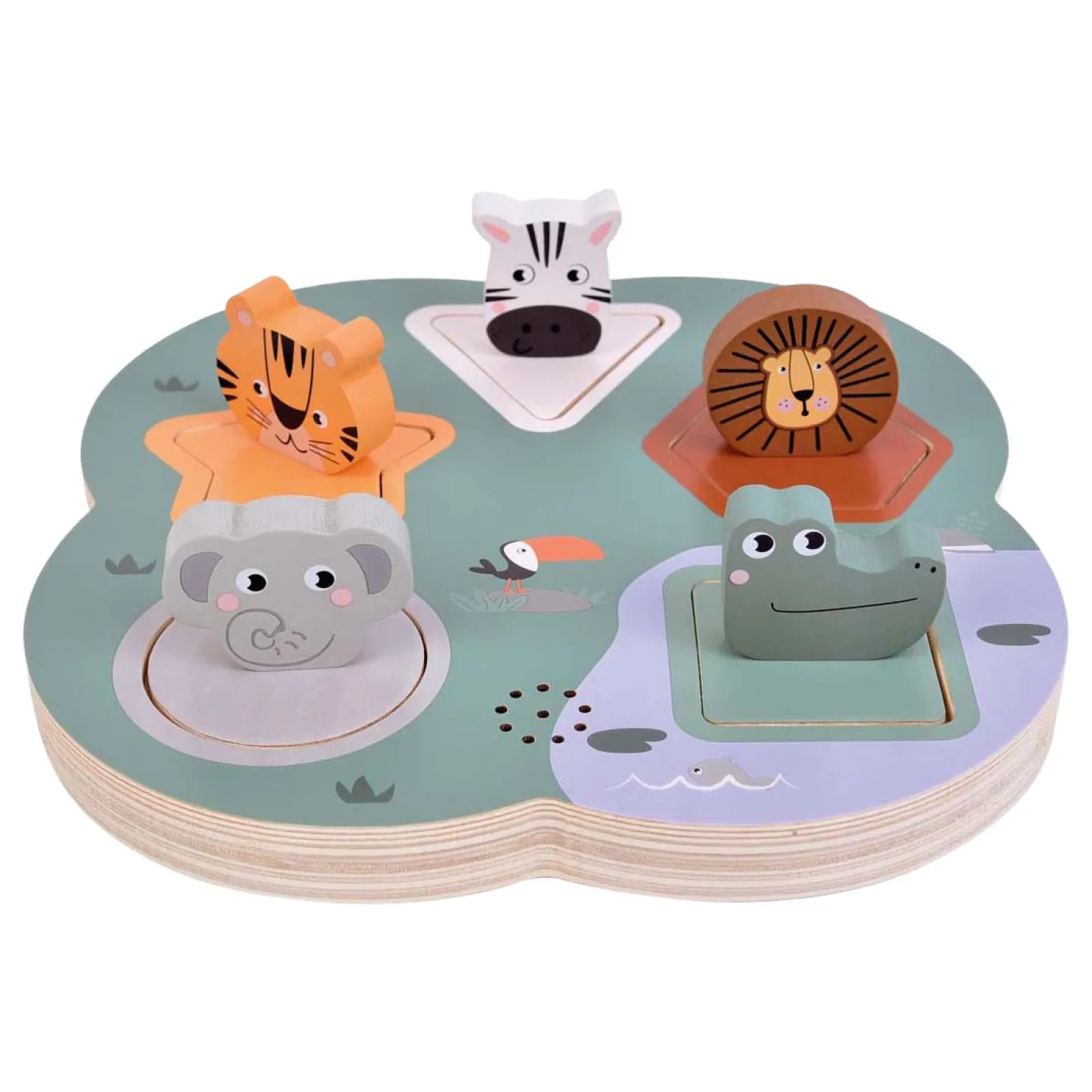 Small Foot - Houten 3D Dierengeluiden Puzzel Safari