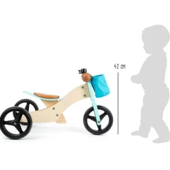 Small Foot  -  Houten Driewieler en Loopfiets 2in1 Turquoise