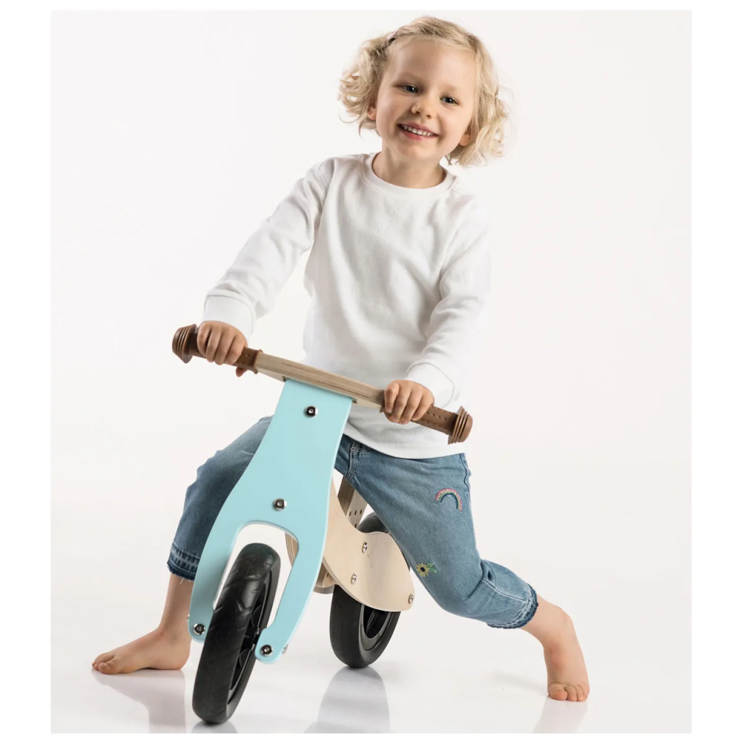 Small Foot - Houten Driewieler en Loopfiets 2in1 Maxi Turquoise