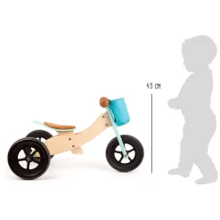 Small Foot - Houten Driewieler en Loopfiets 2in1 Maxi Turquoise