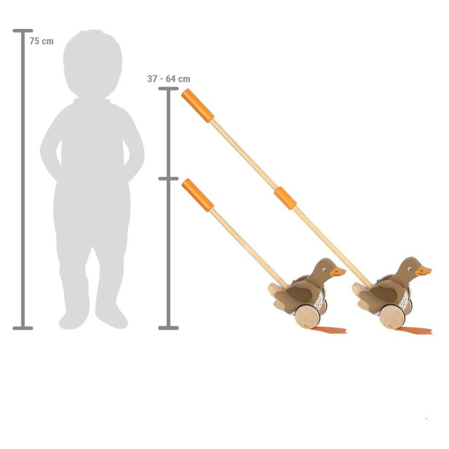 Small Foot - Houten Duwfiguur Eend met Bewegende Kop