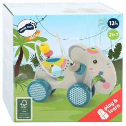 Small Foot - Houten Duwfiguur Olifant met Motoriekspiraal
