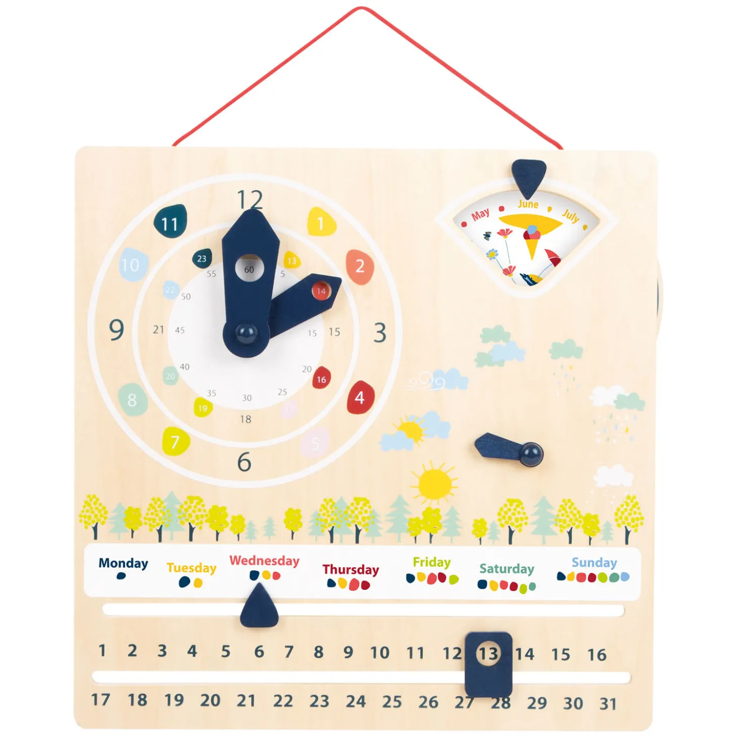 Small Foot - Houten Kalenderklok Seizoenen (Duitstalig)