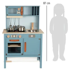 Small Foot - Houten Kinderkeuken Blauw, 7dlg.
