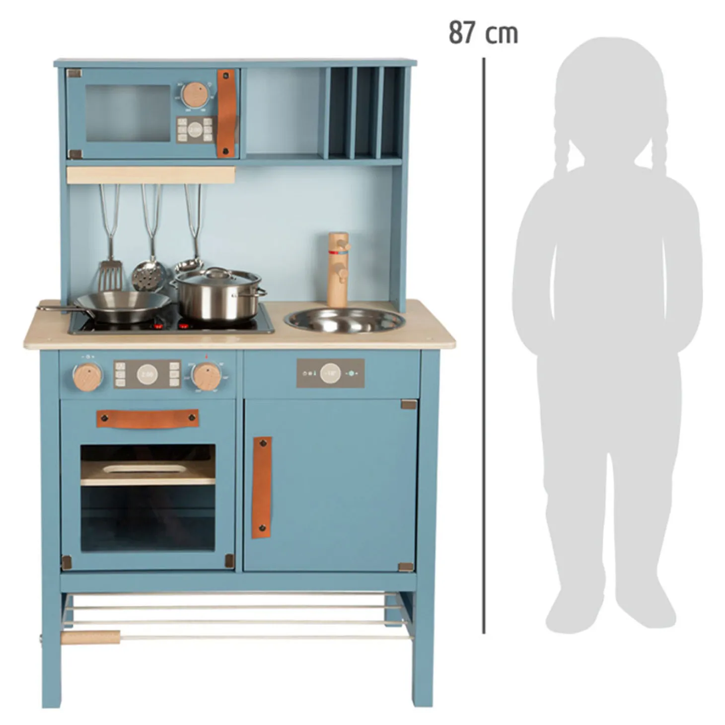 Small Foot - Houten Kinderkeuken Blauw, 7dlg.