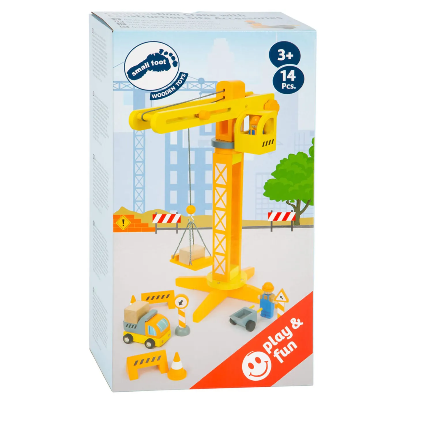 Small Foot - Houten Kraan Bouwplaats met Accessoires, 14dlg.