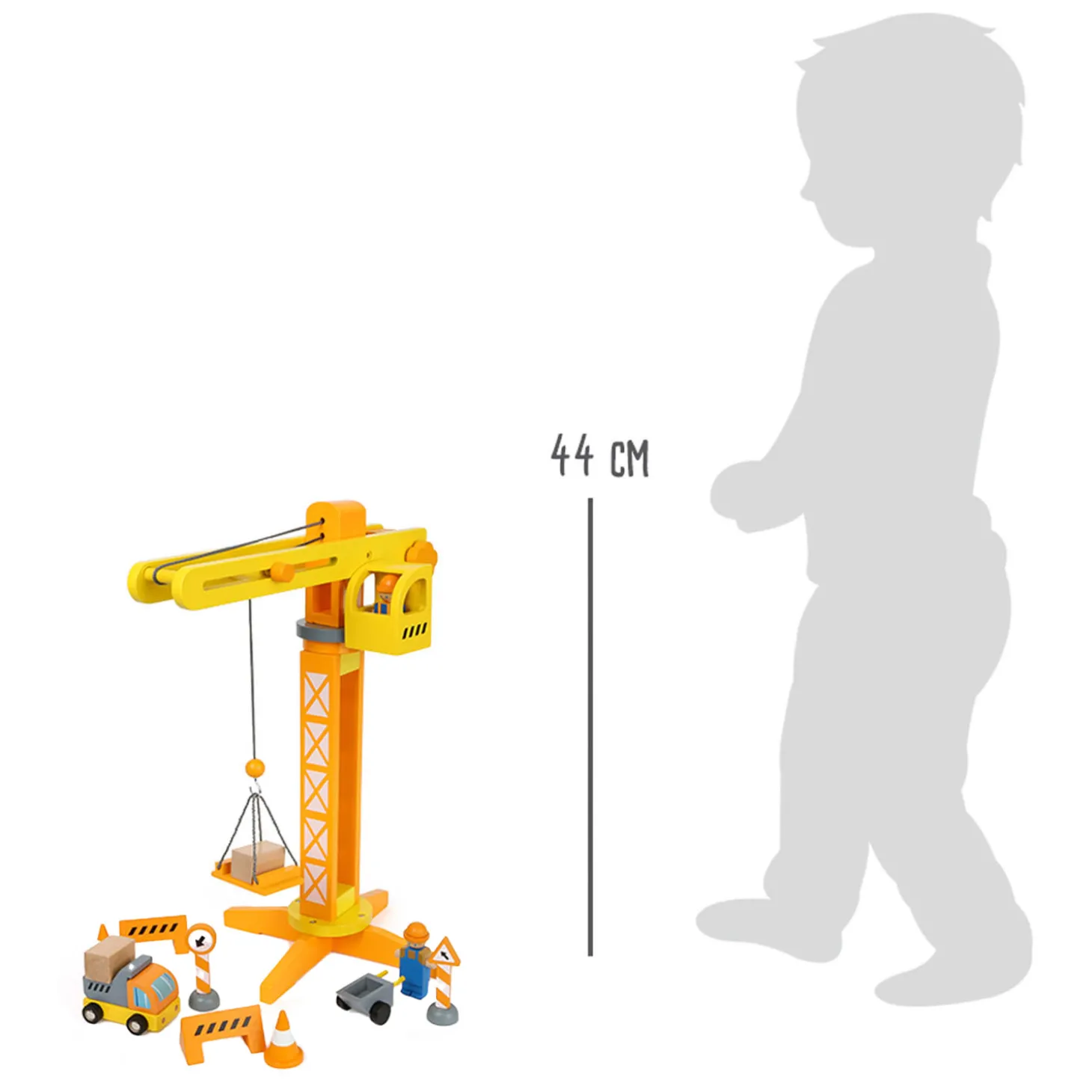 Small Foot - Houten Kraan Bouwplaats met Accessoires, 14dlg.