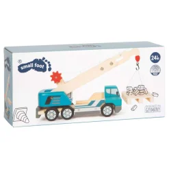 Small Foot -  Houten Kraanwagen Blauw met Pallet