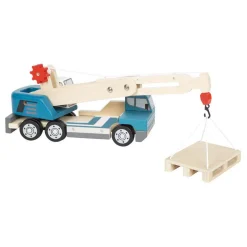 Small Foot -  Houten Kraanwagen Blauw met Pallet