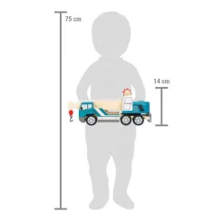 Small Foot -  Houten Kraanwagen Blauw met Pallet