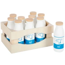 Small Foot - Houten Krat met Melkflessen, 12dlg.