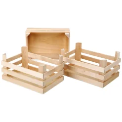 Small Foot - Houten Kratjes Groot 18x12x9,5cm, Set van 3