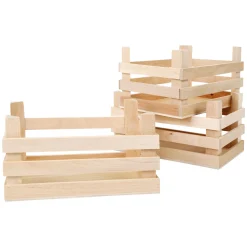 Small Foot - Houten Kratjes Groot 18x12x9,5cm, Set van 3