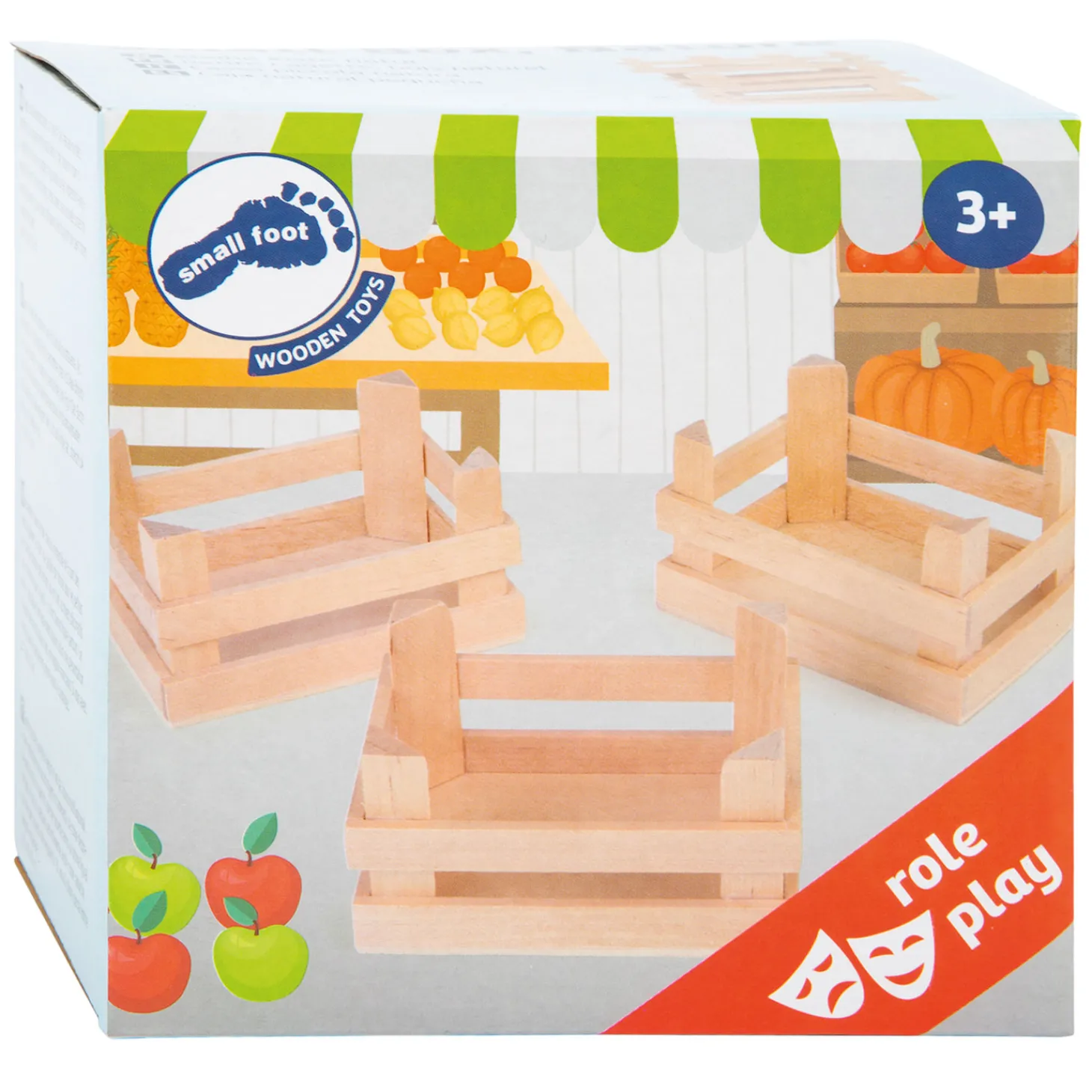 Small Foot - Houten Kratjes Klein 10x8x5,5cm, Set van 3