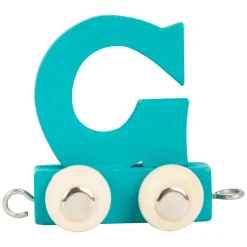 Small Foot - Houten Lettertrein Aquablauw - G - 12 stuks