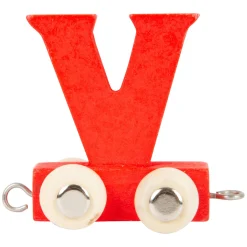 Small Foot - Houten Lettertrein Rood - V - 12 s tuks