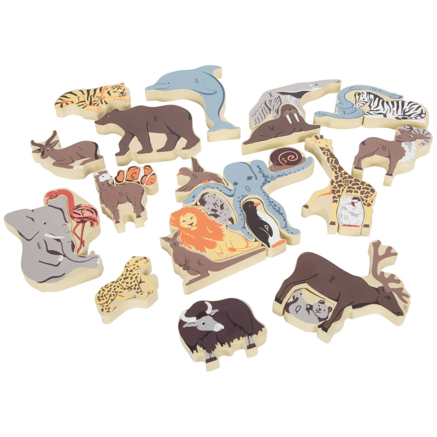 Small Foot - Houten Letter en Vormenpuzzel Dieren, 26st.
