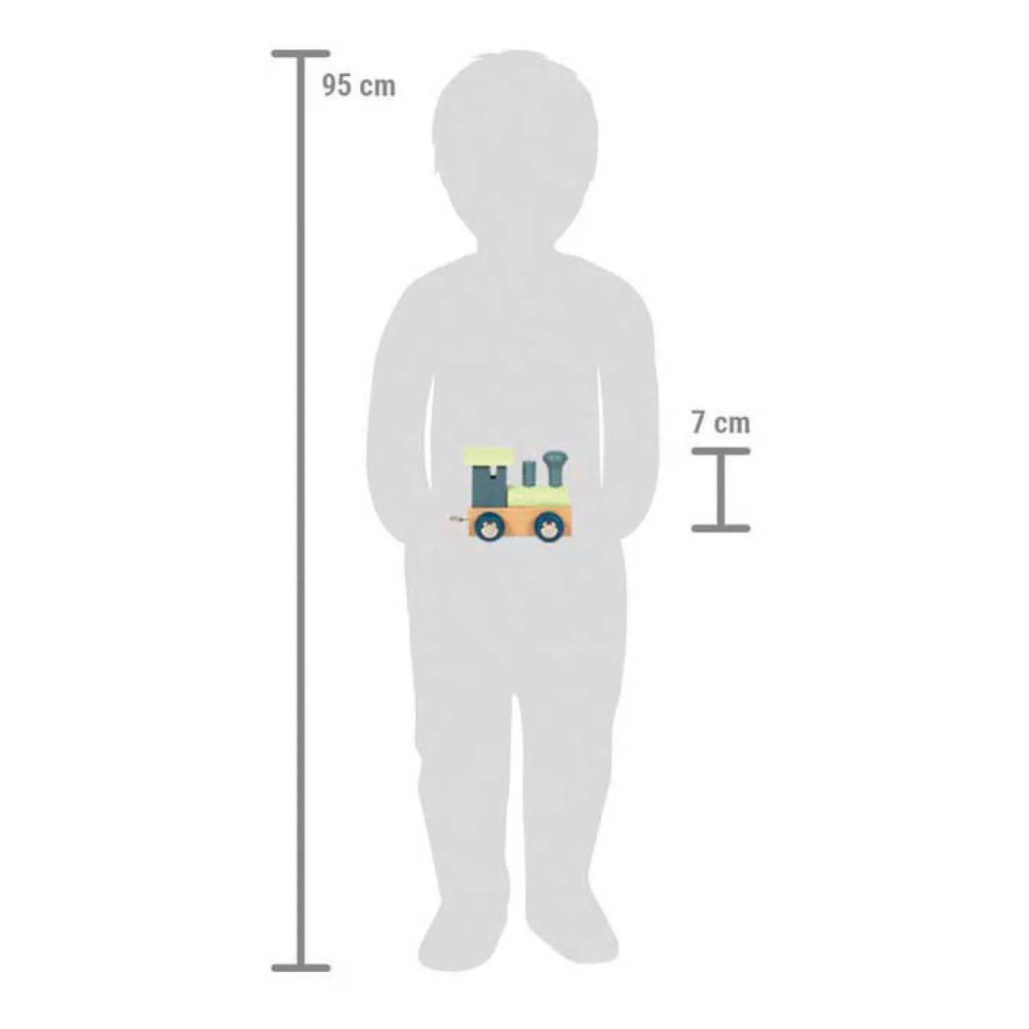 Small Foot - Houten Lettertrein Polar - Locomotief Blauw Groen - 12 stuks