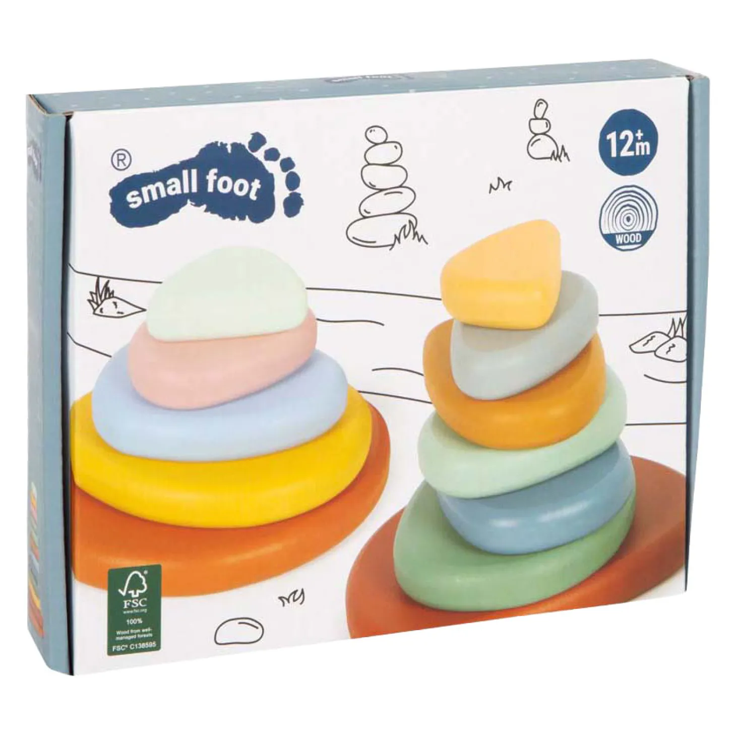 Small Foot - Houten Montessori River Rocks Evenwichtsspel FSC