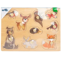 Small Foot - Houten Noppenpuzzel Bosdieren, 9st.