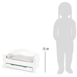 Small Foot - Houten Poppenbed met Lade en Beddengoed, 4dlg.