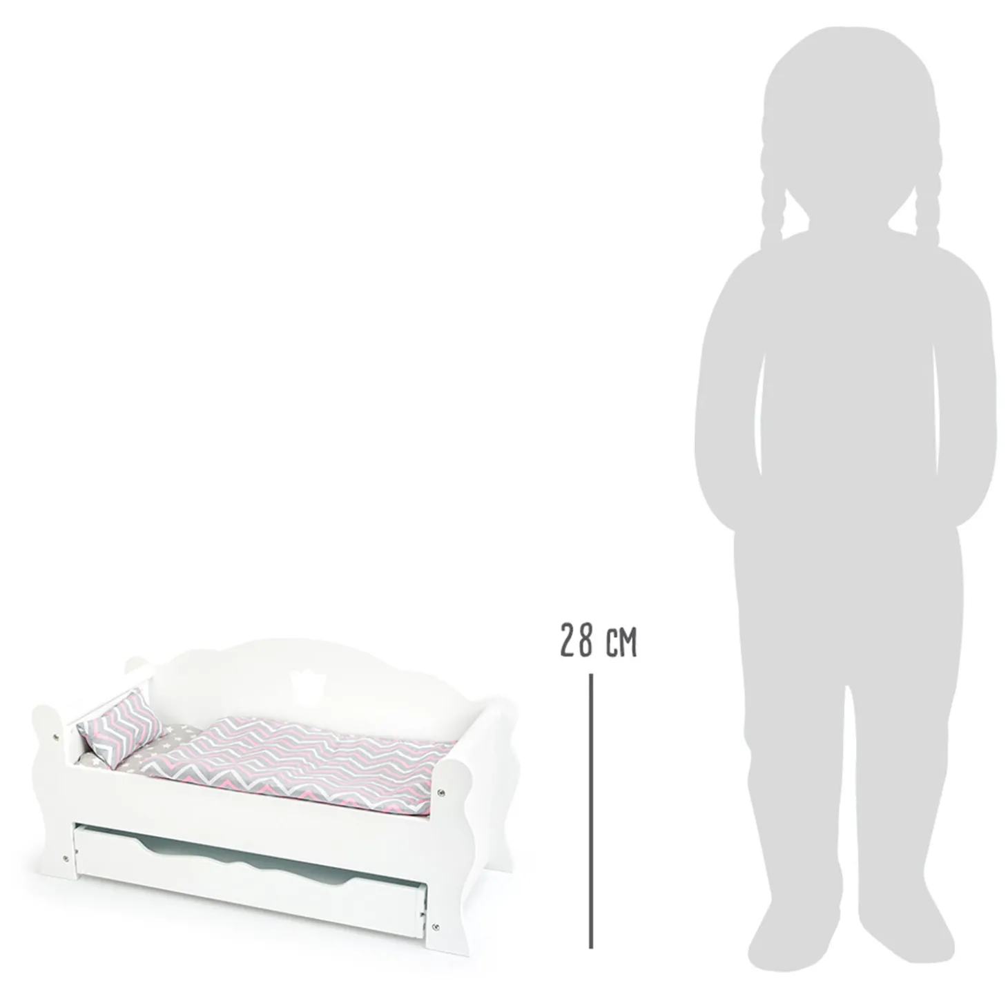 Small Foot - Houten Poppenbed met Lade en Beddengoed, 4dlg.