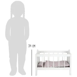 Small Foot - Houten Poppenbed Wit met Beddengoed Strepen, 4dlg.