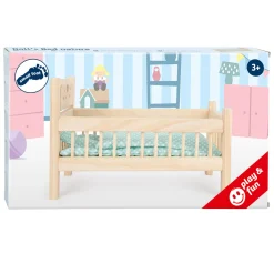 Small Foot - Houten Poppenbed Natuurlijk met Beddengoed, 4ldg.