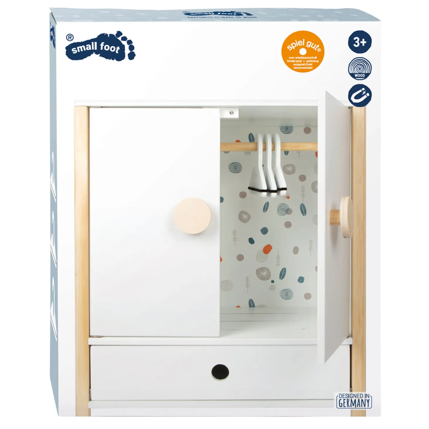 Small Foot - Houten Poppen Kledingkast Little Button met Hangers , 3dlg.