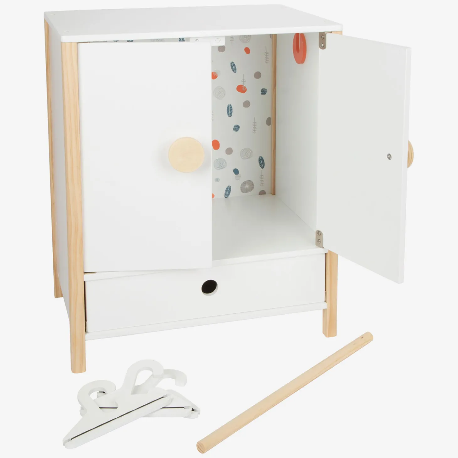 Small Foot - Houten Poppen Kledingkast Little Button met Hangers , 3dlg.
