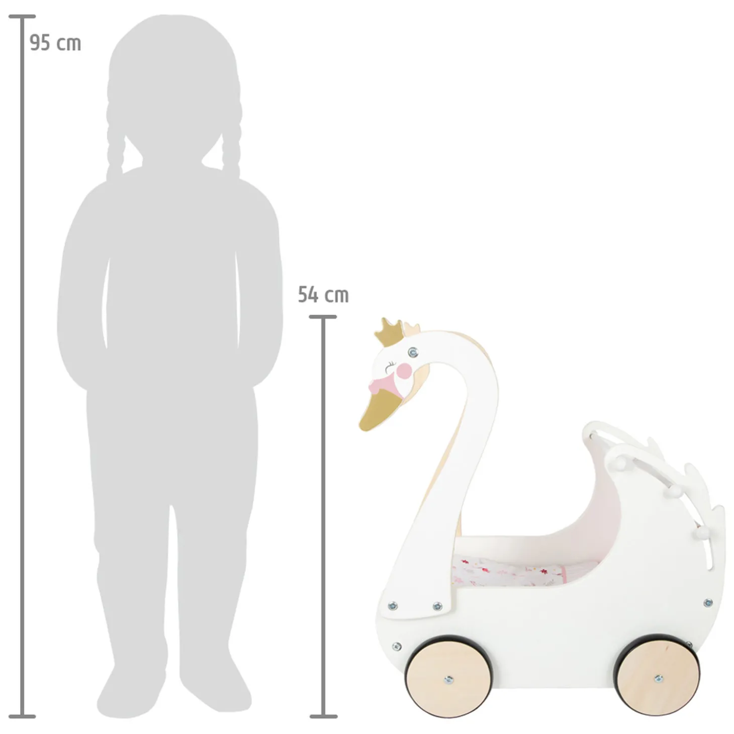Small Foot - Houten Poppenwagen Zwaan