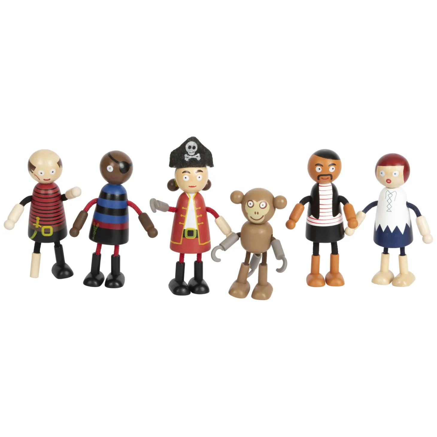 Small Foot - Houten Poppetjes Piraat Buigbaar, 6st.