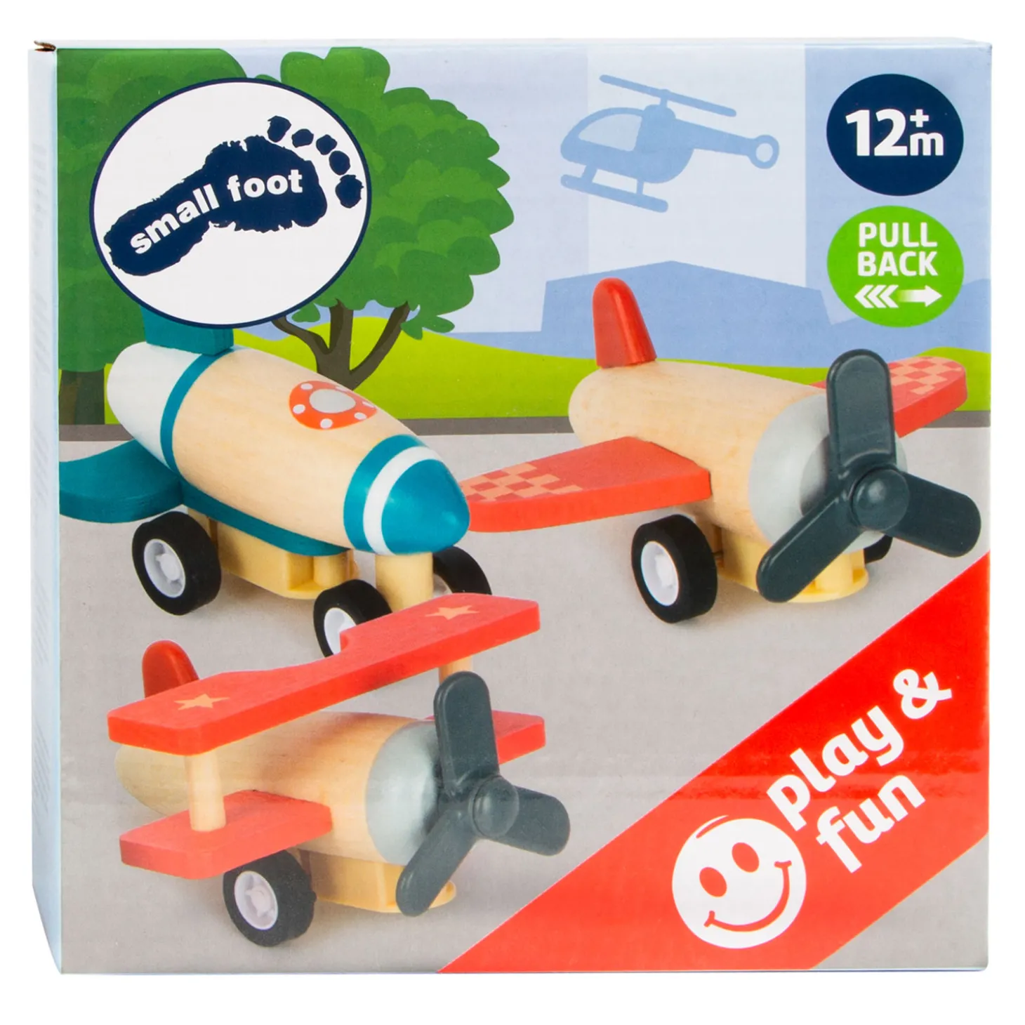 Small Foot - Houten Pull-back Vliegtuigen, Set van 3