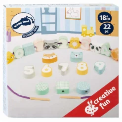 Small Foot - Houten Rijgsspel Dieren en Cijfers, 22dlg.