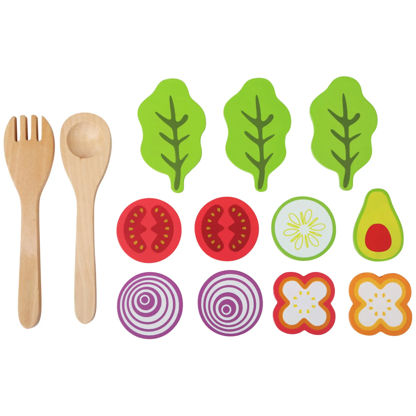 Small Foot - Houten Speeleten Salade Speelset, 15dlg,