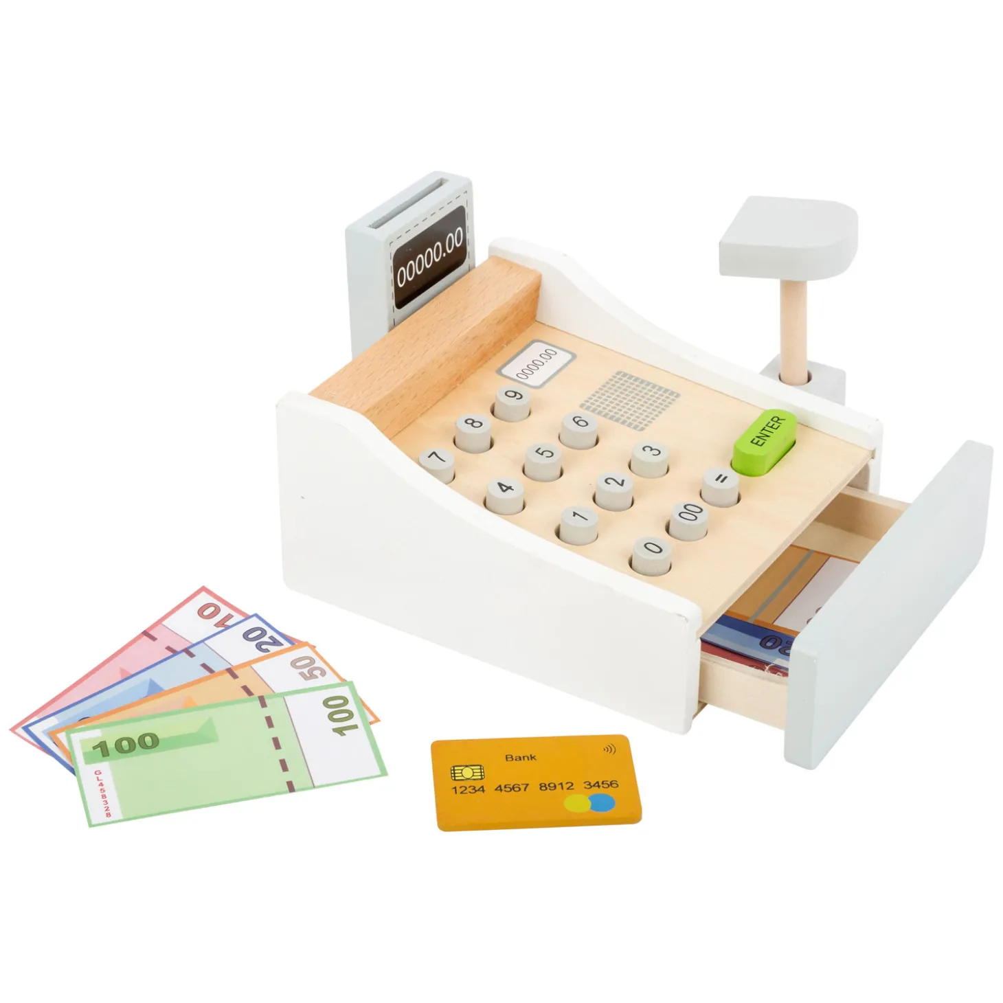 Small Foot - Houten Speelgoedkassa met Accessoires, 15dlg.