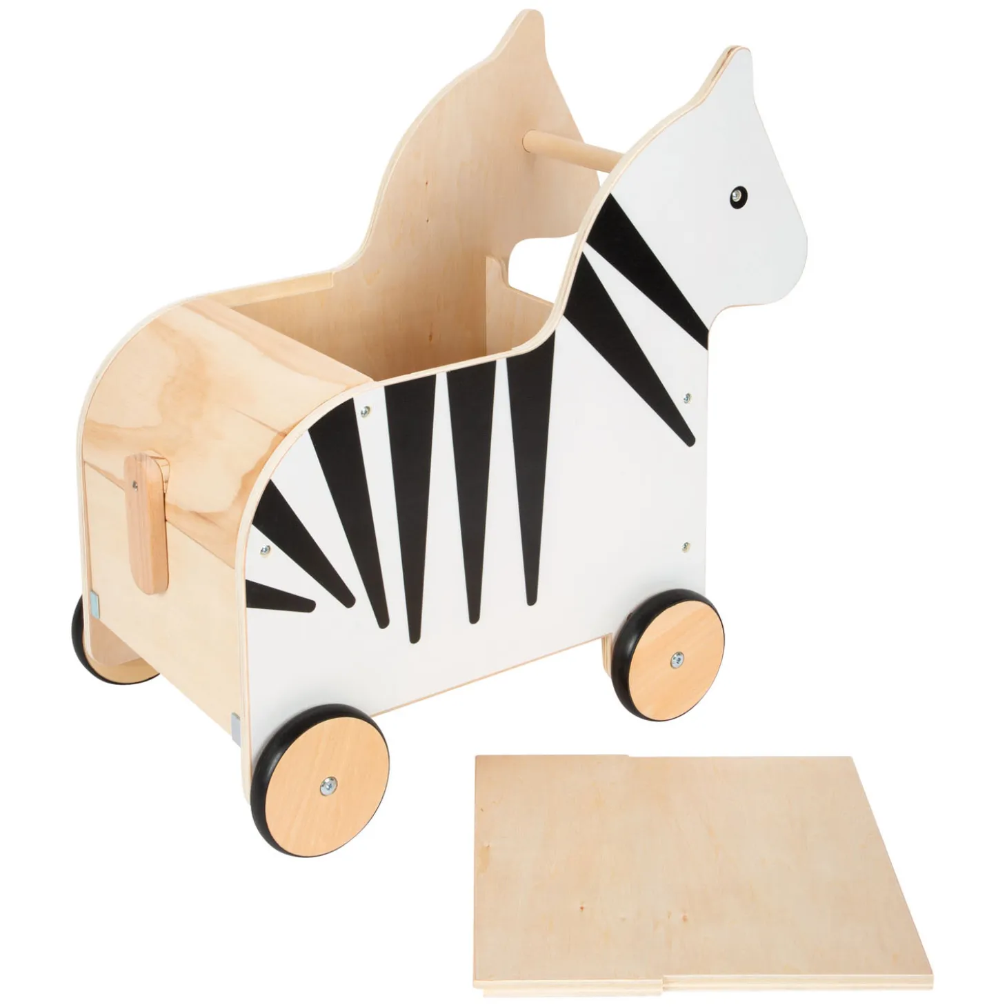Small Foot - Houten Speelgoedbox en Trekfiguur Zebra Wildlife