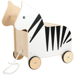 Small Foot - Houten Speelgoedbox en Trekfiguur Zebra Wildlife