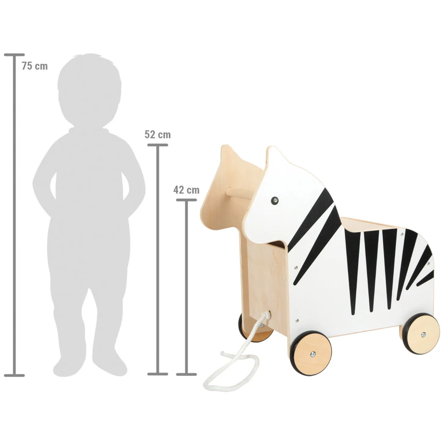 Small Foot - Houten Speelgoedbox en Trekfiguur Zebra Wildlife