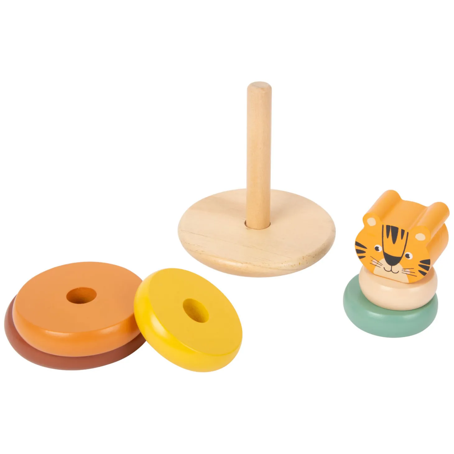 Small Foot - Houten Stapeltoren Safari Tijger, 7dlg.