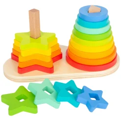 Small Foot - Houten Stapeltoren Regenboog Cirkel en Ster, 19dlg.