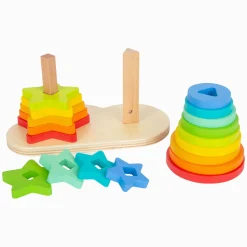 Small Foot - Houten Stapeltoren Regenboog  Cirkel en Ster, 19dlg.