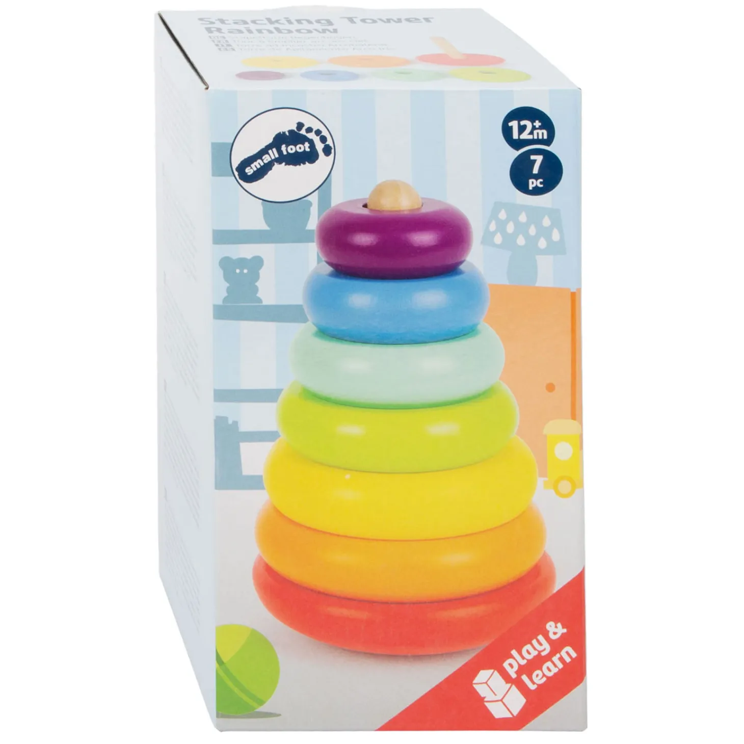 Small Foot - Houten Stapeltoren Regenboog, 7dlg.