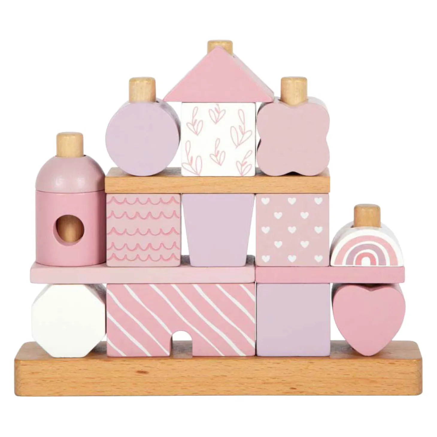 Small Foot - Houten Stapelhuis Roze - 18dlg.