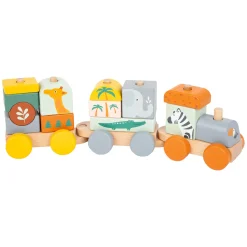 Small Foot - Houten Stapelblokken Trein Safari, 16dlg.