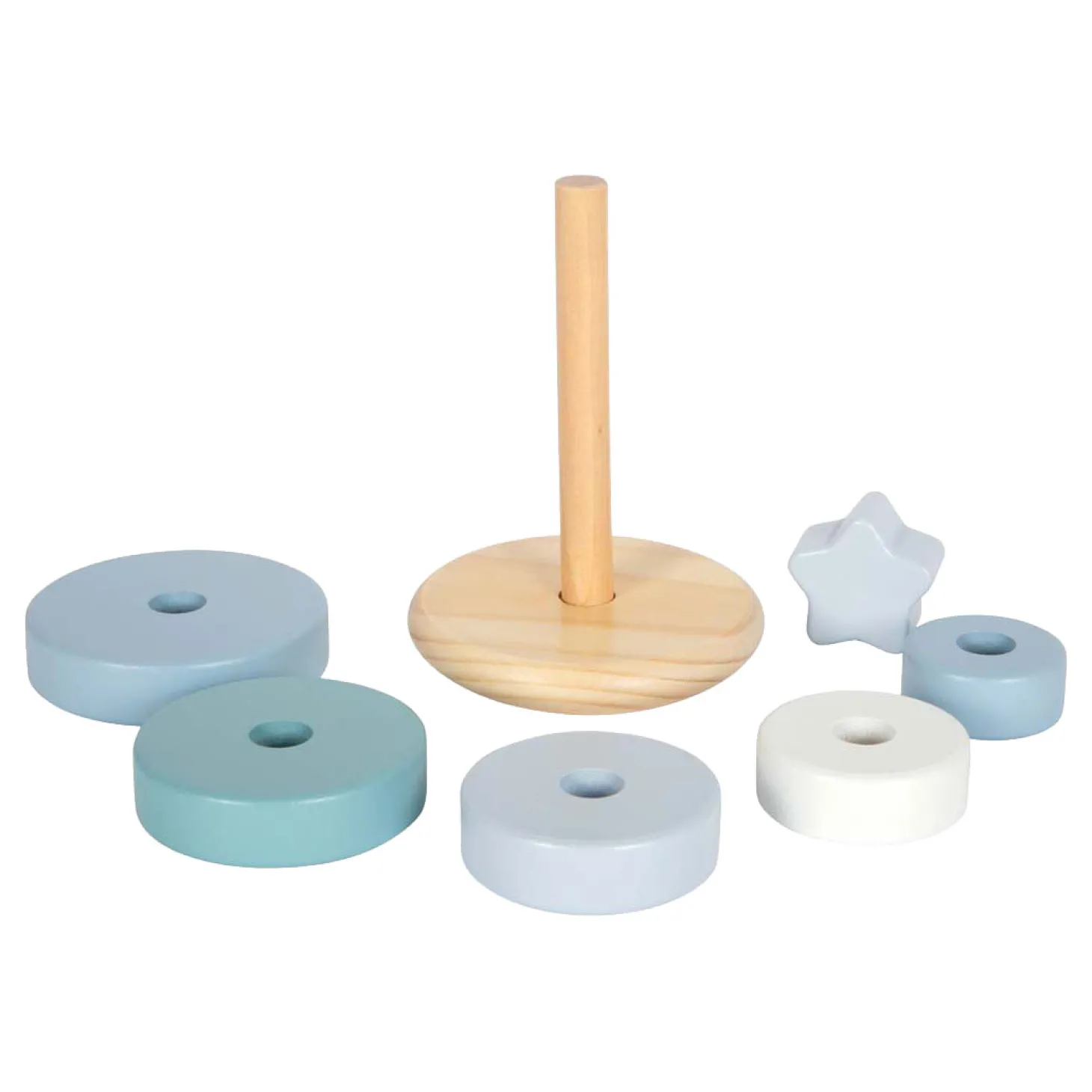 Small Foot - Houten Stapeltoren Blauw - 7dlg.