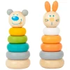 Small Foot - Houten Stapeltoren Dier Pastel, 6dlg.