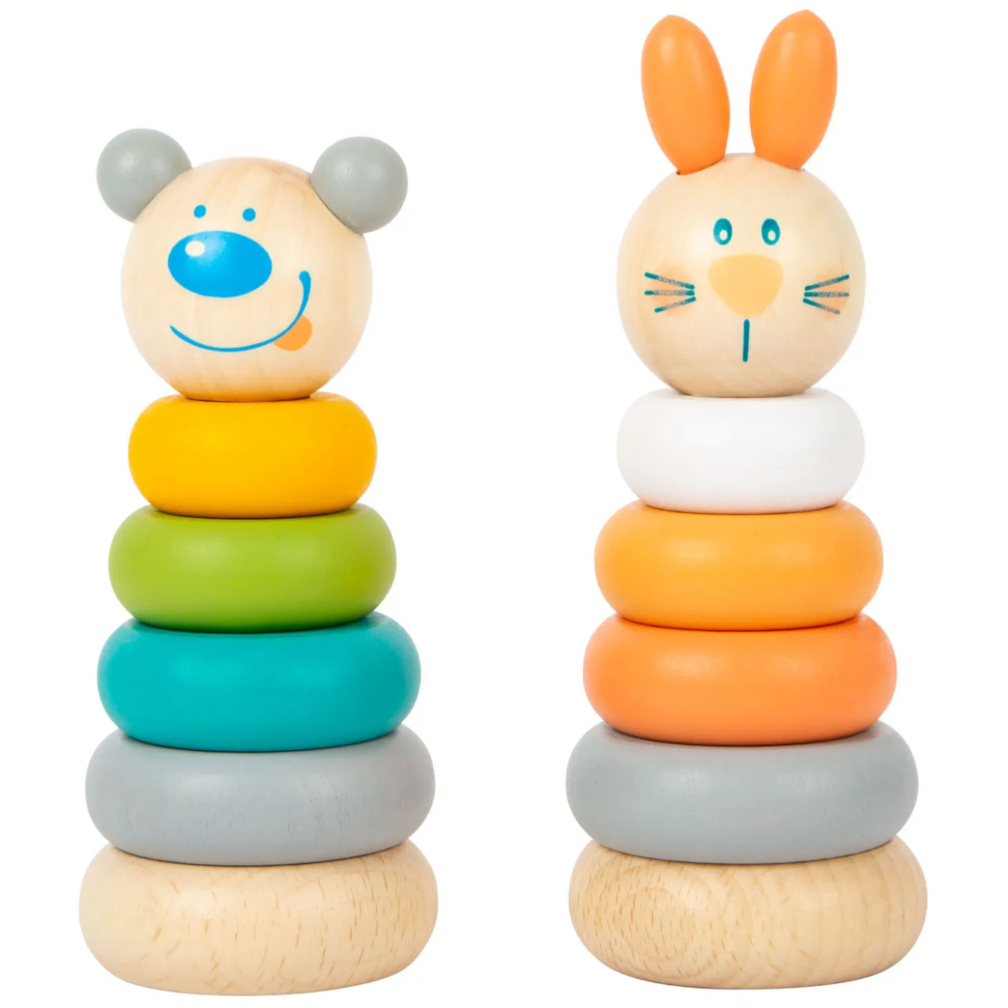 Small Foot - Houten Stapeltoren Dier Pastel, 6dlg.