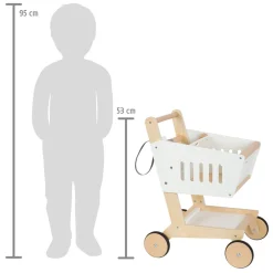 Small Foot - Houten Supermarkt Winkelwagen Wit