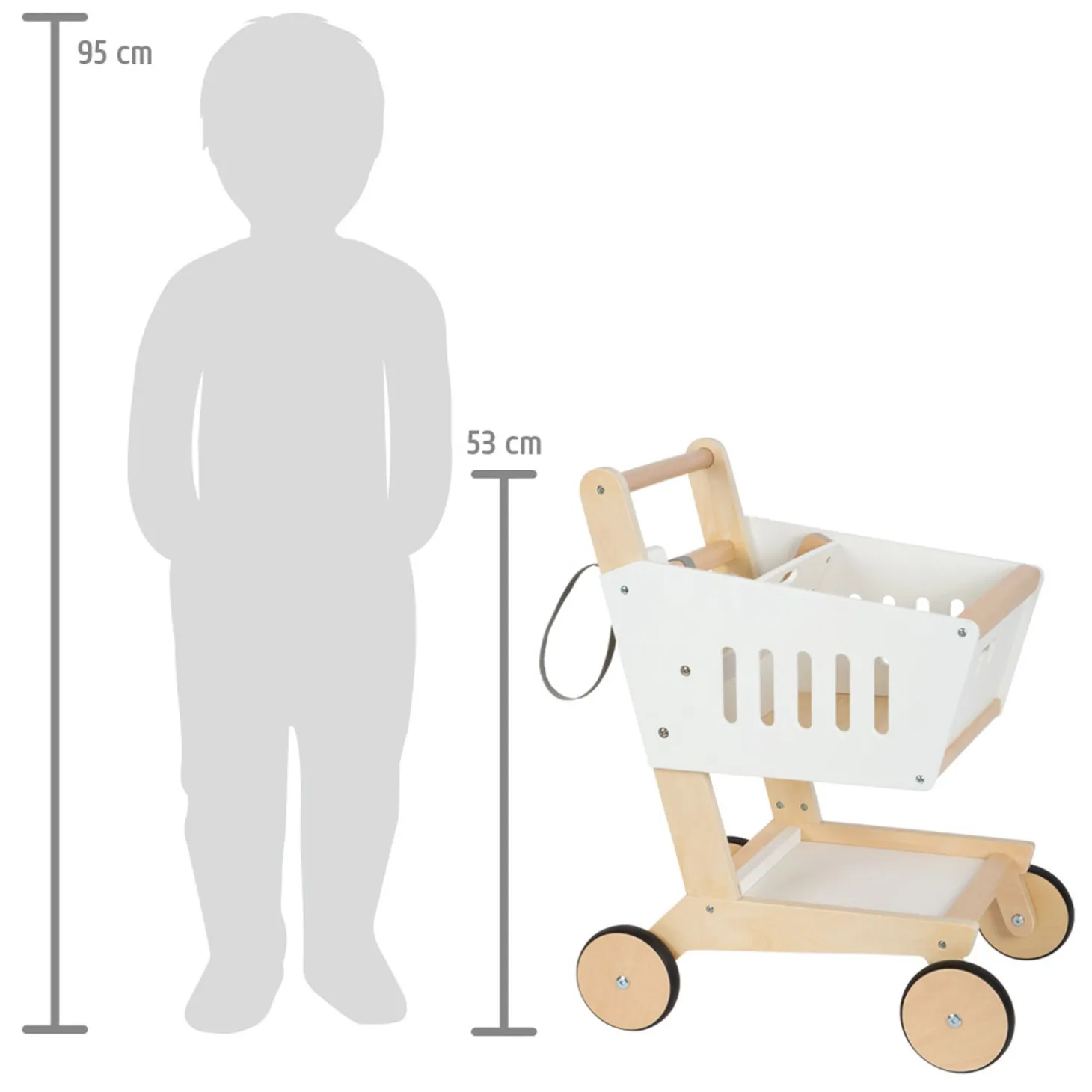 Small Foot - Houten Supermarkt Winkelwagen Wit